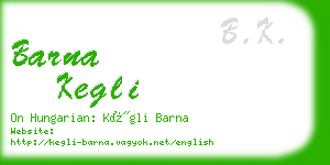 barna kegli business card